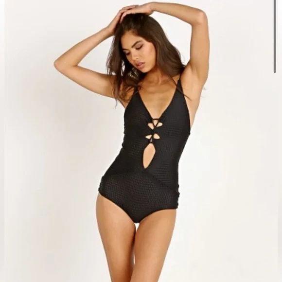 Acacia kokomo one piece swimsuit black mesh